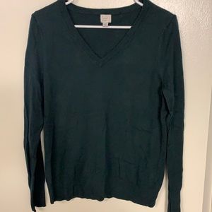 Green v-neck sweater